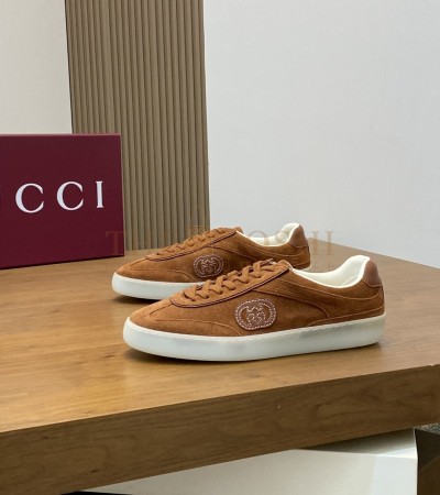 GUCCI BROWN SNEAKERS SUDE LWATHER WOMEN'S SIZE 35-42 / MEN'S SIZE 39-44 - Women US 5= EU 35= 22.5 cm= UK3