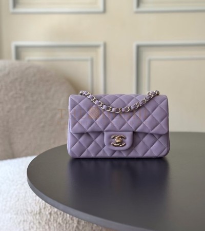 CHANEL CLASSIC FLAP SMALL BAG LAMBSKIN PURPLE SIZE 20CM MASTER QUALITY